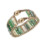 Inc International Concepts Gold-Toned Green Beaded Bracelet
