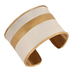 Lucky Brand Gold-Tone White Leather Cuff Bracelet
